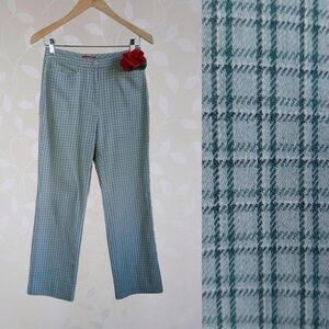 Vintage Esprit High Rise Straight Leg Preppy Academia Plaid Trouser Sage Green